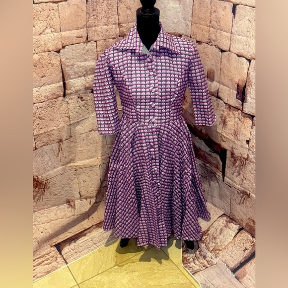 Elegant Purple Midi Dress retro rockabilly 1950 style size small see measurement - Picture 1 of 3